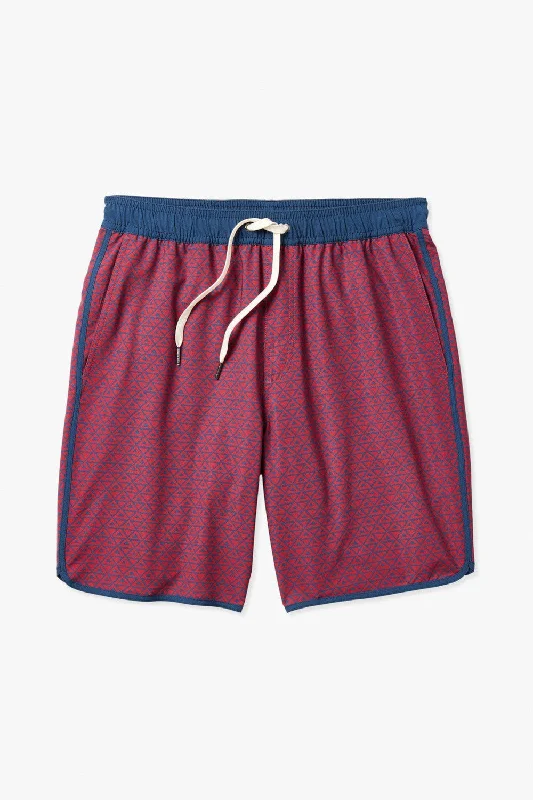 Fair Harbor Anchor 8" Short in Nautical Red Wavy Geo Casual Men's Loose