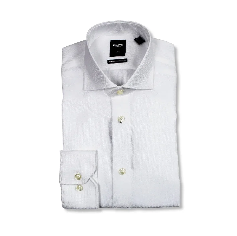 Serica Elite Tapered White Poplin Slim Fit Non-Iron Dress Shirt - E-325 Dynamic Men's Glow