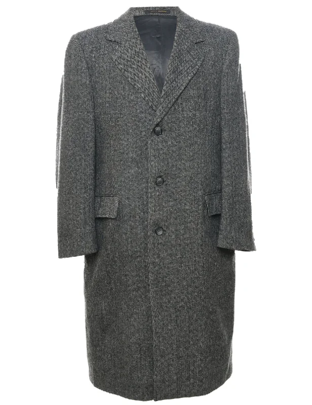 Herringbone Tweed Wool Coat - XL Casual Men's Short