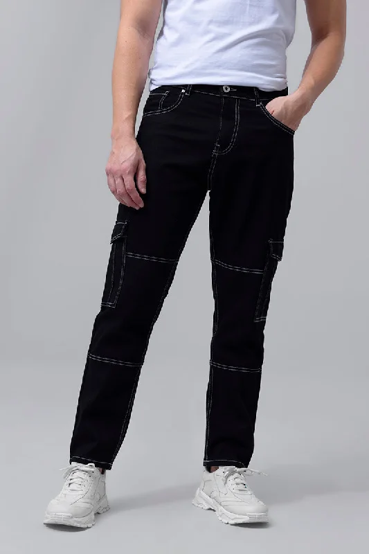 Heft Black Cargo Baggy Jeans Laid