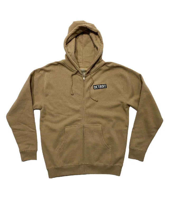 Ink Detroit Full Zip Premium Heavyweight Hoodie - Sandstone Bold Men's Animal