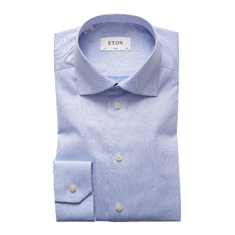 Slim Fit Light Blue Signature Twill Polished Men's Satin