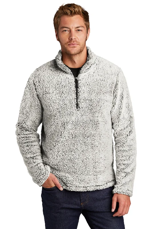 Port Authority Mens Cozy Sherpa Fleece 1/4 Zip Jacket - Heather Grey Polished Men's Silk