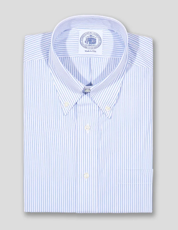 BLUE UNIVERSITY STRIPE DRESS SHIRT Minimalist Men's Casual 