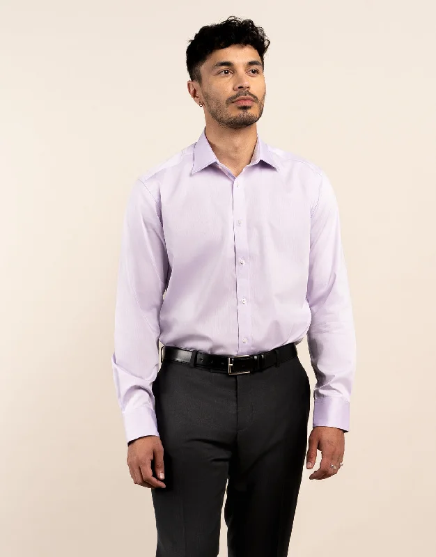 London Lilac Fine Twill Shirt Monochromatic Office Style