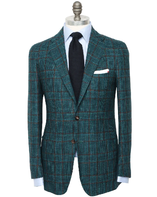 Rust and Teal Windowpane Sportcoat Earthy Men's Sustainable 