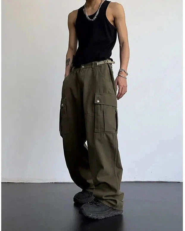 Essential High Waisted Loose Cargo Pants Luxurious Men's High