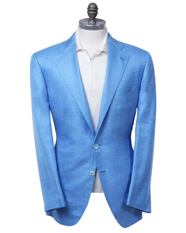 Sky Blue Melange Sportcoat Sleek Men's Contemporary 