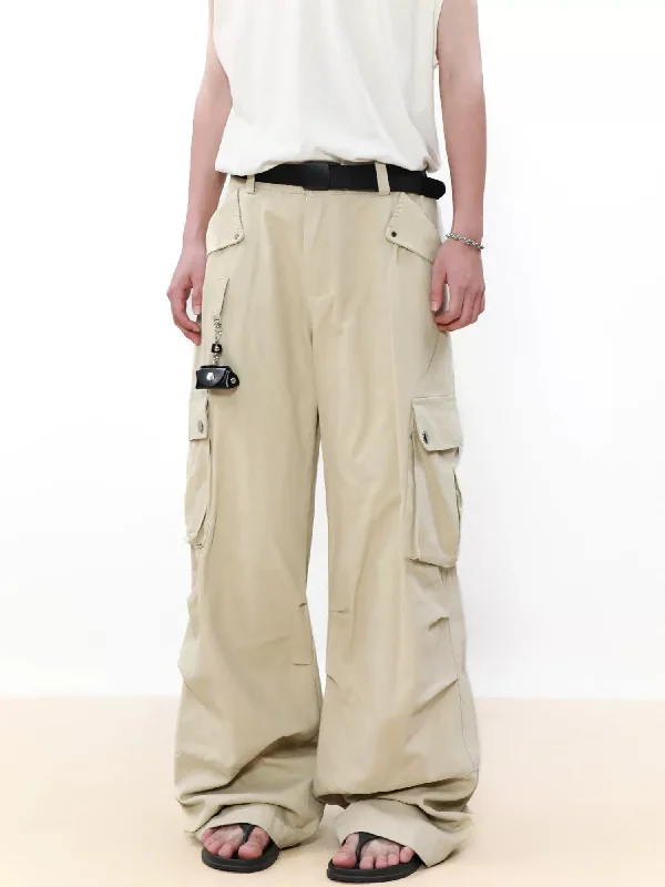 Buttoned Pockets Flowy Cargo Pants Trendy Men's Bucket