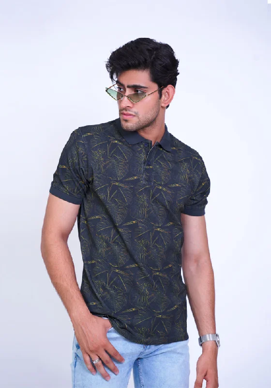 Dark Green Printed Polo Business