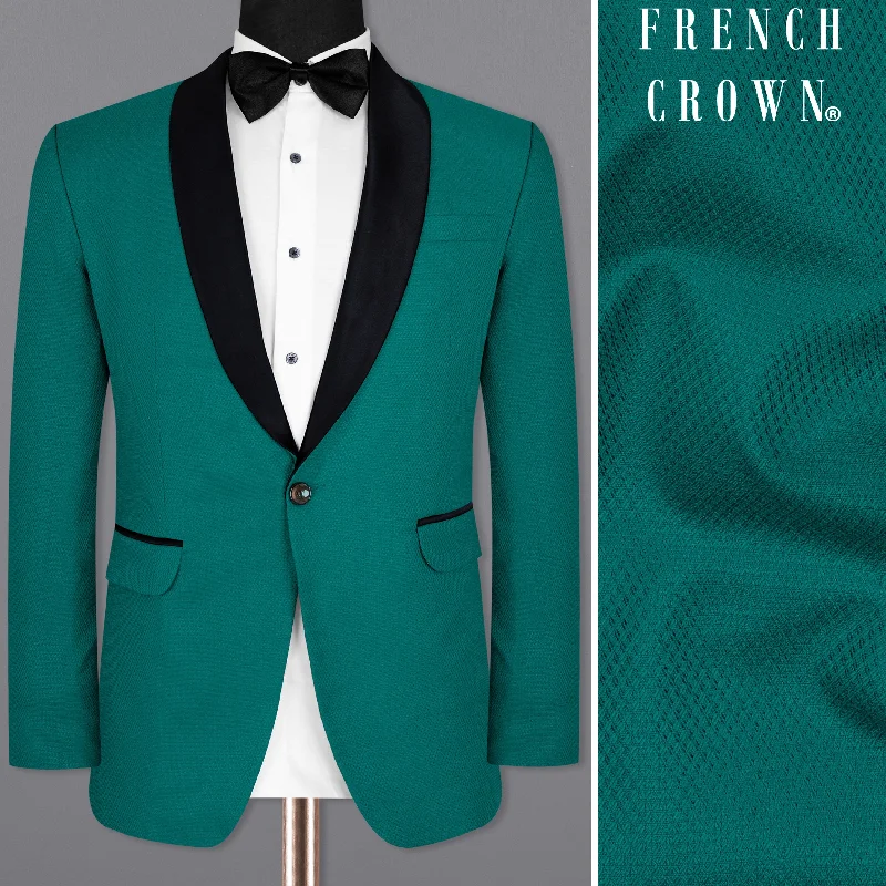 Mosque Green Wool Rich Tuxedo Blazer Artistic Men's Avant