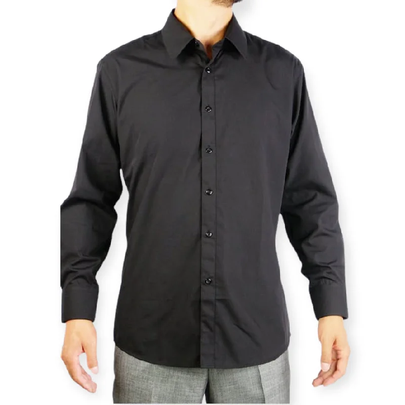 AMANTI: Slim Dress Shirt Black Bold Men's Animal