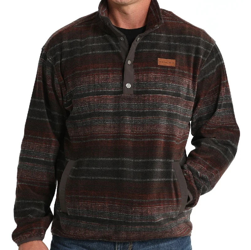 Cinch Men's Serape Stripe Quarter Snap Fleece Pullover in Brown Street