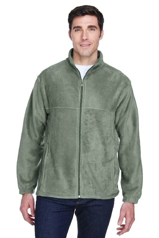 Harriton Mens Pill Resistant Fleece Full Zip Jacket - Dill Green Casual Men's Loose