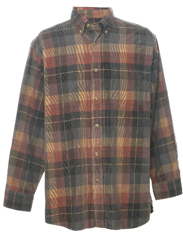 Corduroy Checked Shirt - L British Gentleman Style