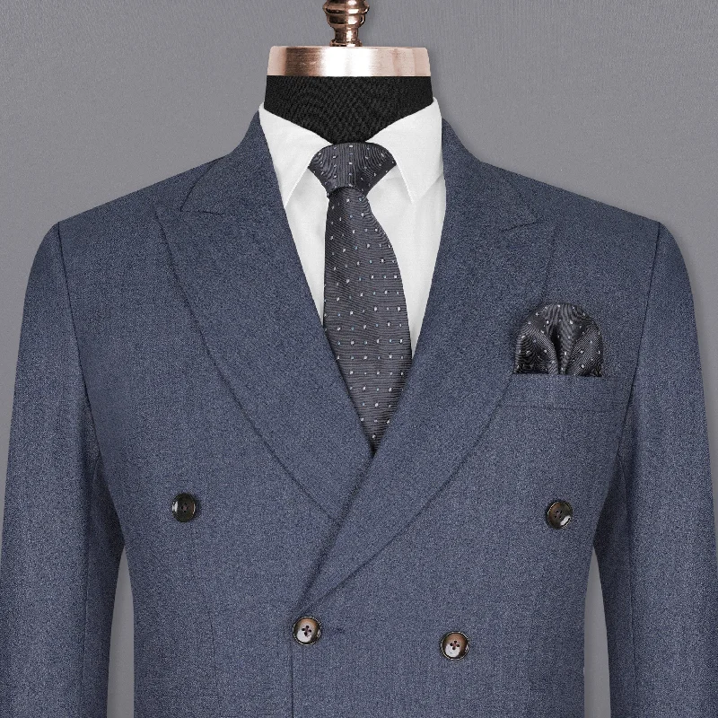 Limed Spruce Blue Double Breasted Blazer Elegant Men's Cashmere