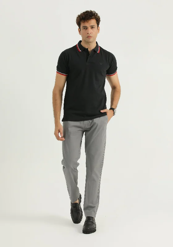 Men Black Polo Shirt Elegant Men's Cashmere