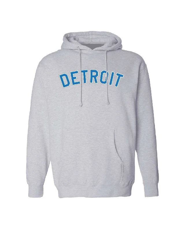 Ink Detroit -  Honolulu blue and silver print on Athletic Grey Hoodie Trendy Men's Scandinavian