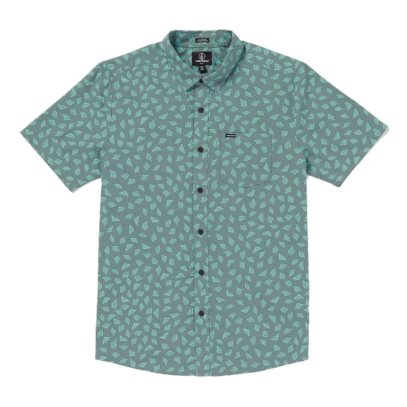 Volcom Interstone Men's S/S Dress Shirt - Blue Stylish Men's Tropical 