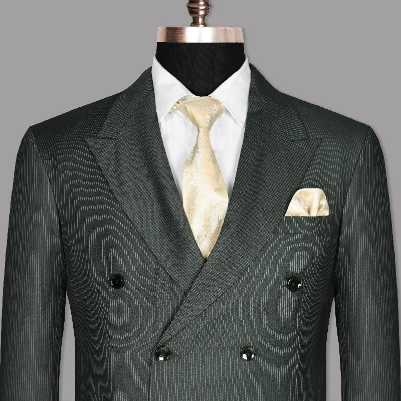 Gordons Gray Pinstriped Double Breasted Blazer Sharp Men's Italian