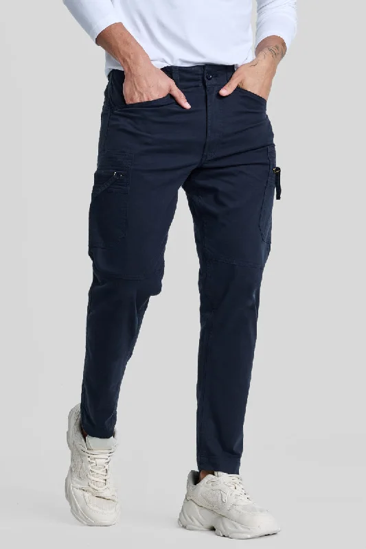 Navy Slim Fit Cargo Pants Relaxed Men's Beach