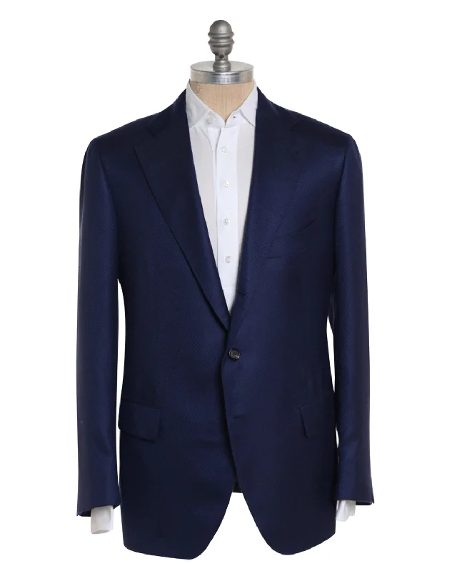 Navy Cashmere Blend Textured Sportcoat Gym