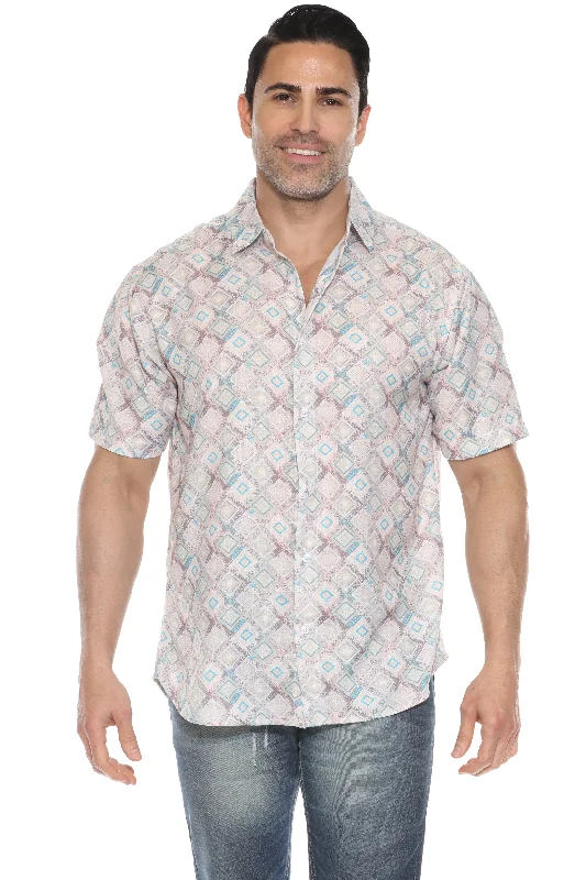 Casual Modern Print Short Sleeve Shirt Masculine Men's Thick