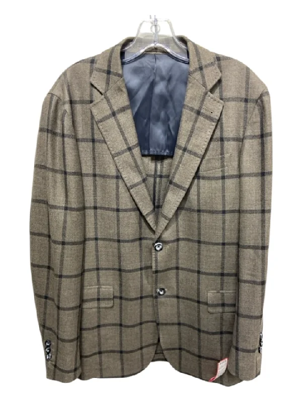 Miller Brothers Brown & Black Wool Blend Window pane 2 Button Men's Blazer Bohemian Men's Free