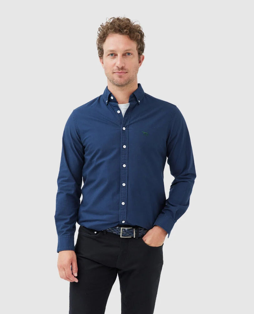 Rodd & Gunn - Gunn Oxford Shirt - Navy Earthy Men's Sustainable 