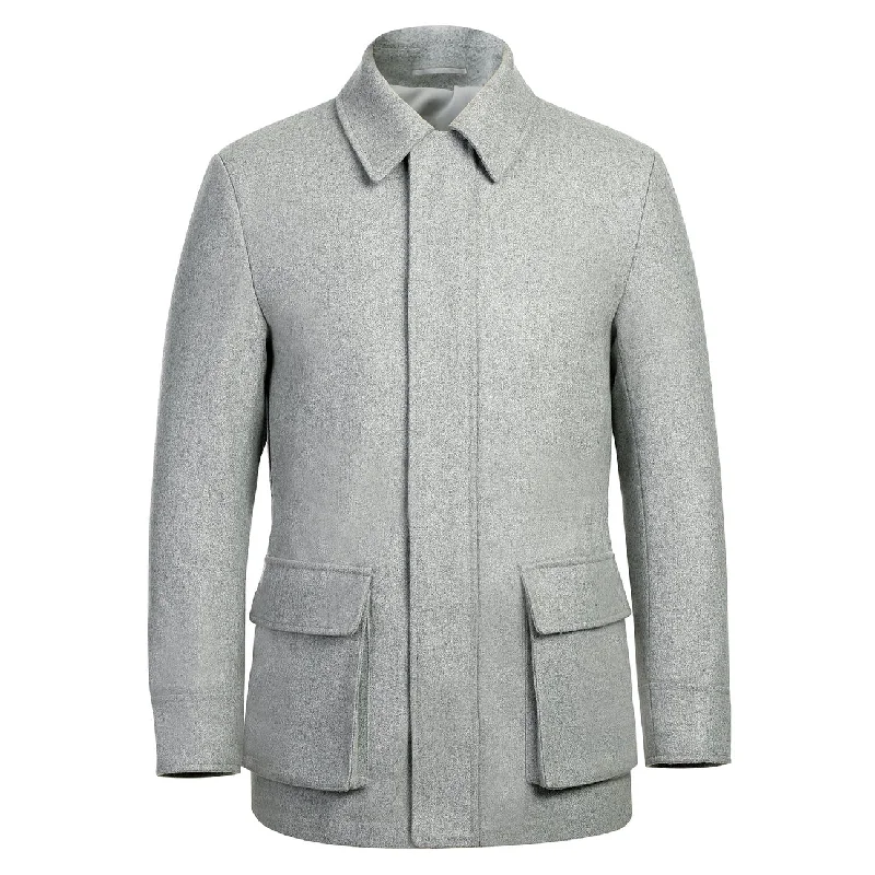 ALESSANDRO VITELLO Gray Short Coat 830-1 Unique Men's Patch