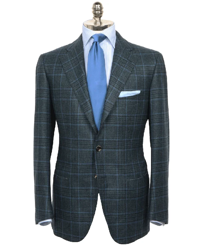 Navy and Green Plaid Sportcoat Relaxed Men's Beach