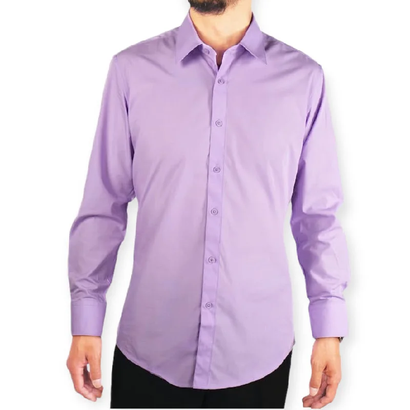 AMANTI: Slim Dress Shirt Lavender Dapper Men's Bow