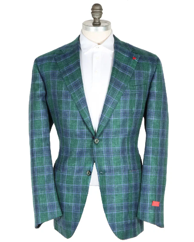 Purple and Green Windowpane Sportcoat Minimalist Men's Casual 