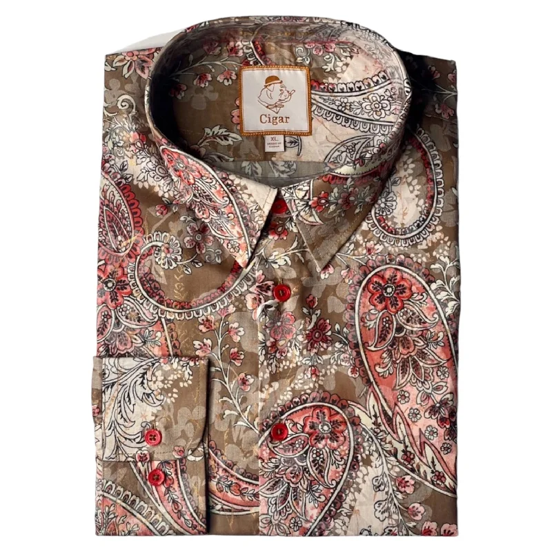 CIGAR COUTURE: Sunset LS Button Down S-4618 Sleek Men's Contemporary 