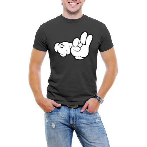 Mickey Hand Fuck Men T-Shirt Soft Cotton Short Sleeve Tee Sleek Men's Contemporary 