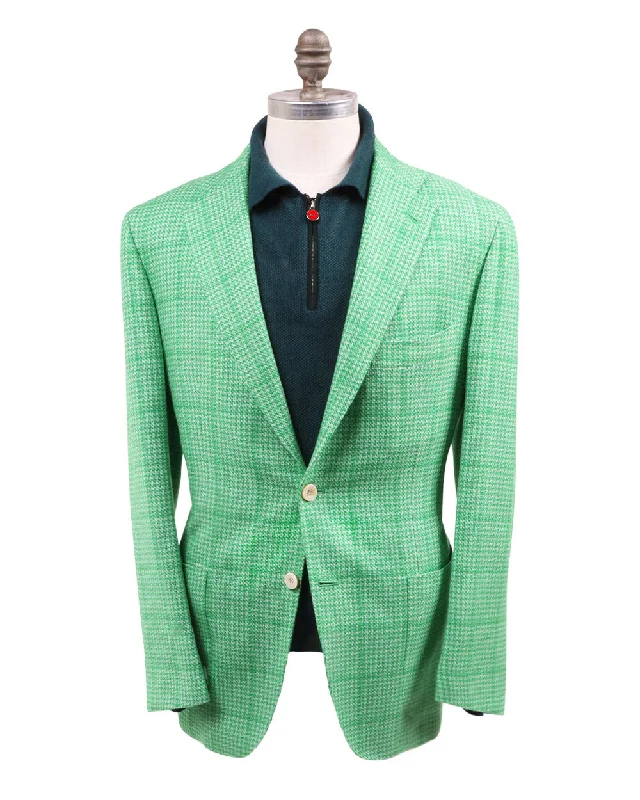 Bright Green and White Sportcoat Practical Men's Multi