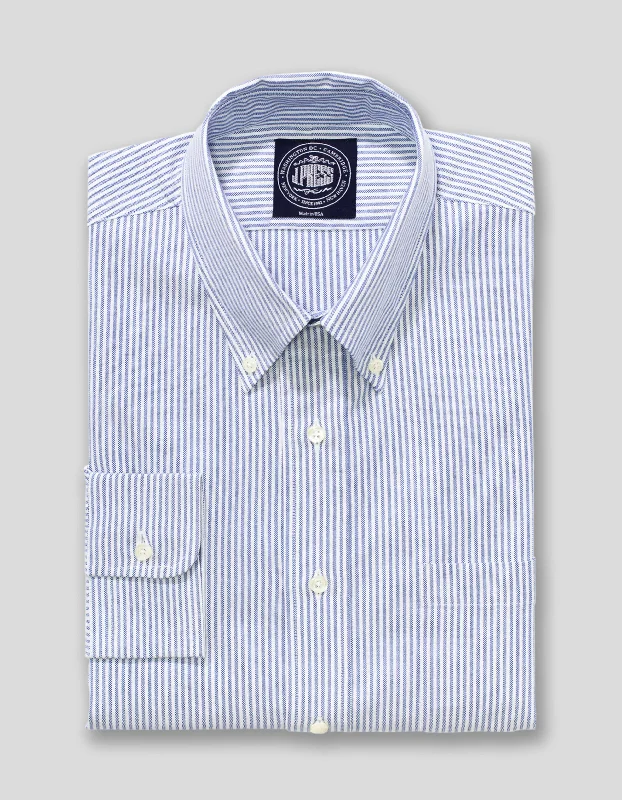 BLUE/WHITE OXFORD DRESS SHIRT - TRIM FIT Monochromatic Office Style