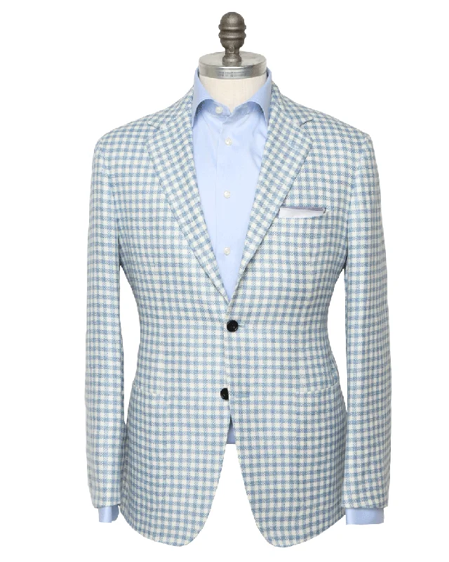 Powder Blue and White Check Sportcoat Monochromatic All