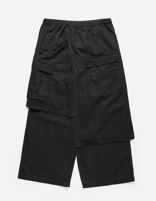 4588 Asym Cargo Hakama Pants Black Vacation