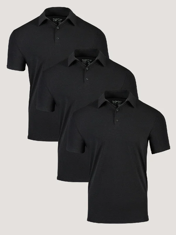 All Black Performance Polo 3-pack Stylish Men's Tropical 