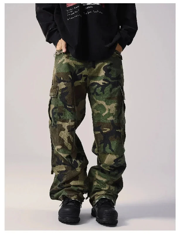 Distressed Camouflage Cargo Pants Elegant Men's Cashmere