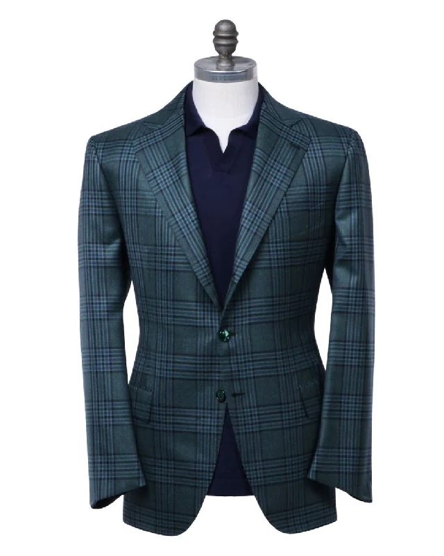 Green and Navy Blue Plaid Sportcoat Vacation