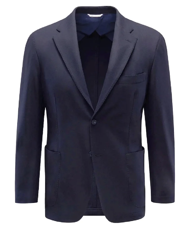 Navy Melange Travel Blazer Masculine Men's Thick