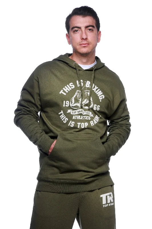 Vintage Top Rank Army Green Pullover Hoodie Athletic Men's High