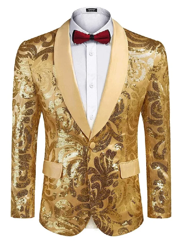 Shiny Sequins Blazer Floral Blazer (US Only) Cool Men's Distressed