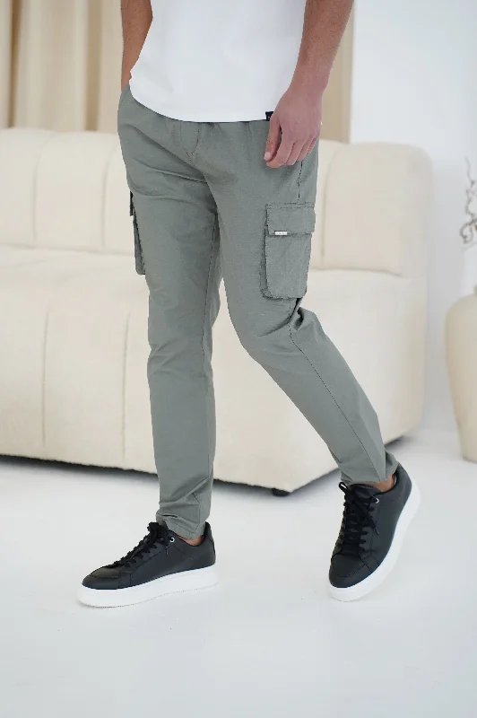 Capo Elasticated Cargo Trouser - Light Grey Sleek Men's Metallic