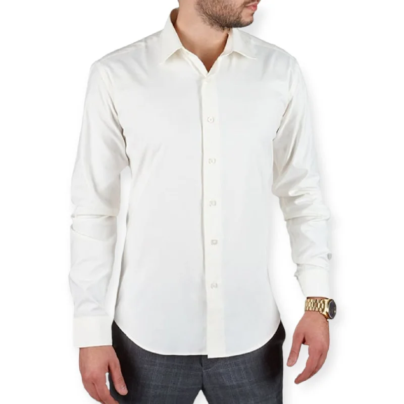 AMANTI: Slim Dress Shirt Off-White Elegant Men's Cashmere