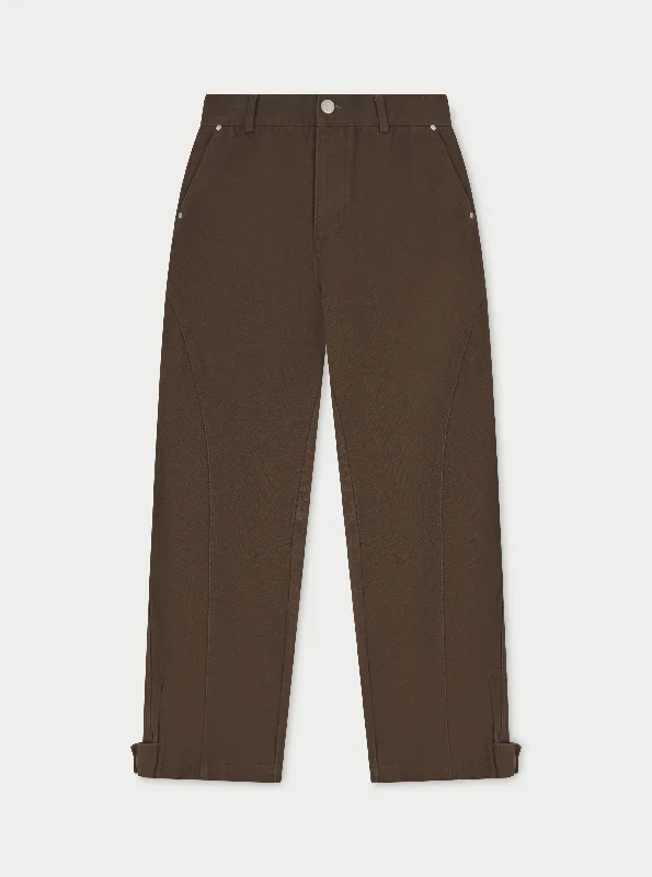 WOVEN CANVAS DISTRESSED TROUSER - BROWN Elegant Men's Cashmere