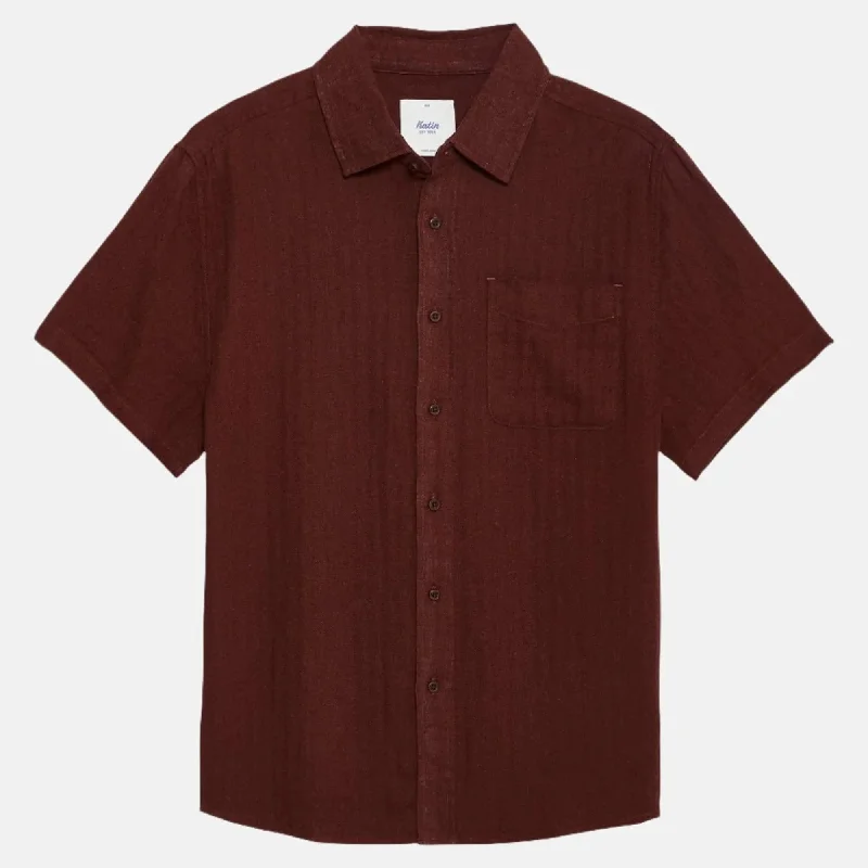 Katin Alan Solid Men's S/S Woven Shirt - Burgandy Sporty Men's Tennis