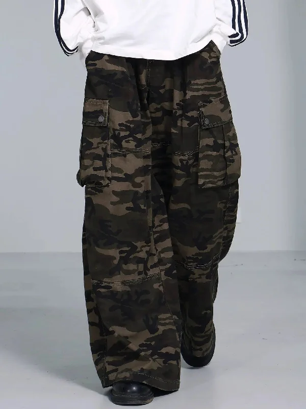 Wide Camouflage Cargo Pants Sharp Men's Italian